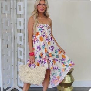 Floral Strapless dress